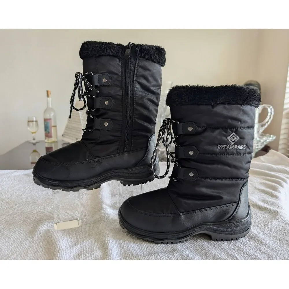 DREAM PAIRS Kids Mid-Calf Winter Snow Boots — Black Unisex Sz 3